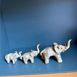 Set of Three Elephant Figurines